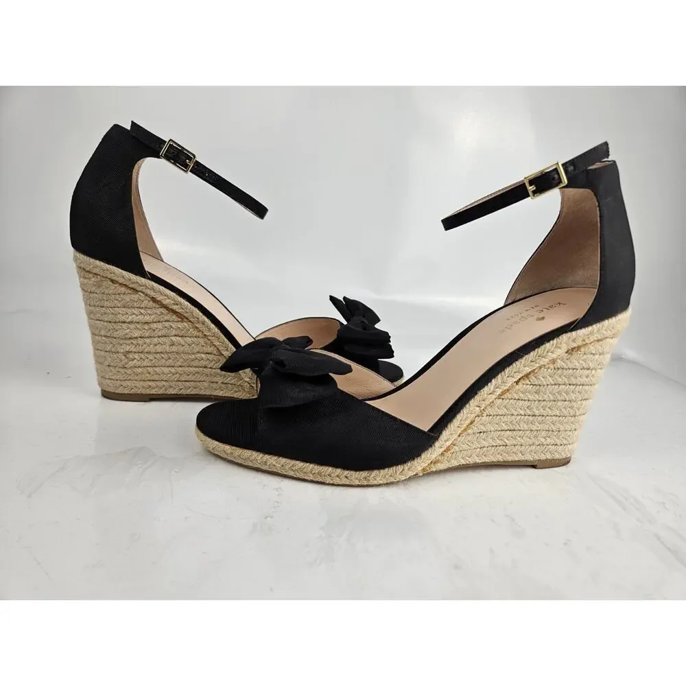 Kate Spade New York Womens Size 10.5 M Espadrille‎ Knot-Front Wedge Sandals